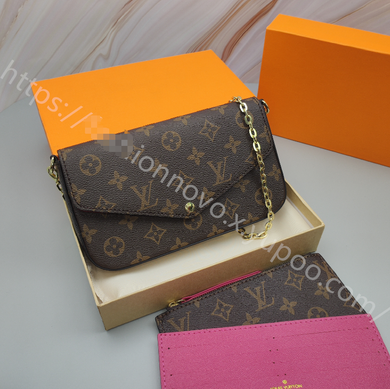 Monogram Chain Pouch — Fuchsia Insert — source reference photo