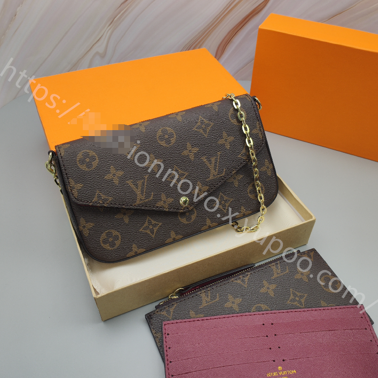 Monogram Chain Pouch — Dark Red Insert — source reference photo