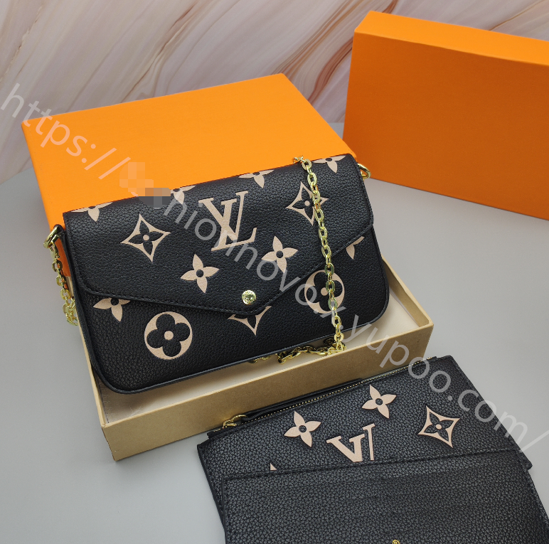Large Monogram Chain Pouch — Black / Beige — source reference photo