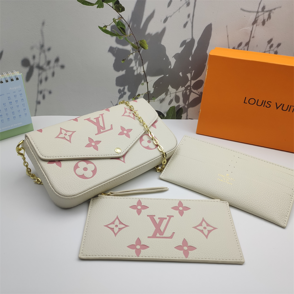 Large Monogram Chain Pouch — Ivory / Pink — source reference photo