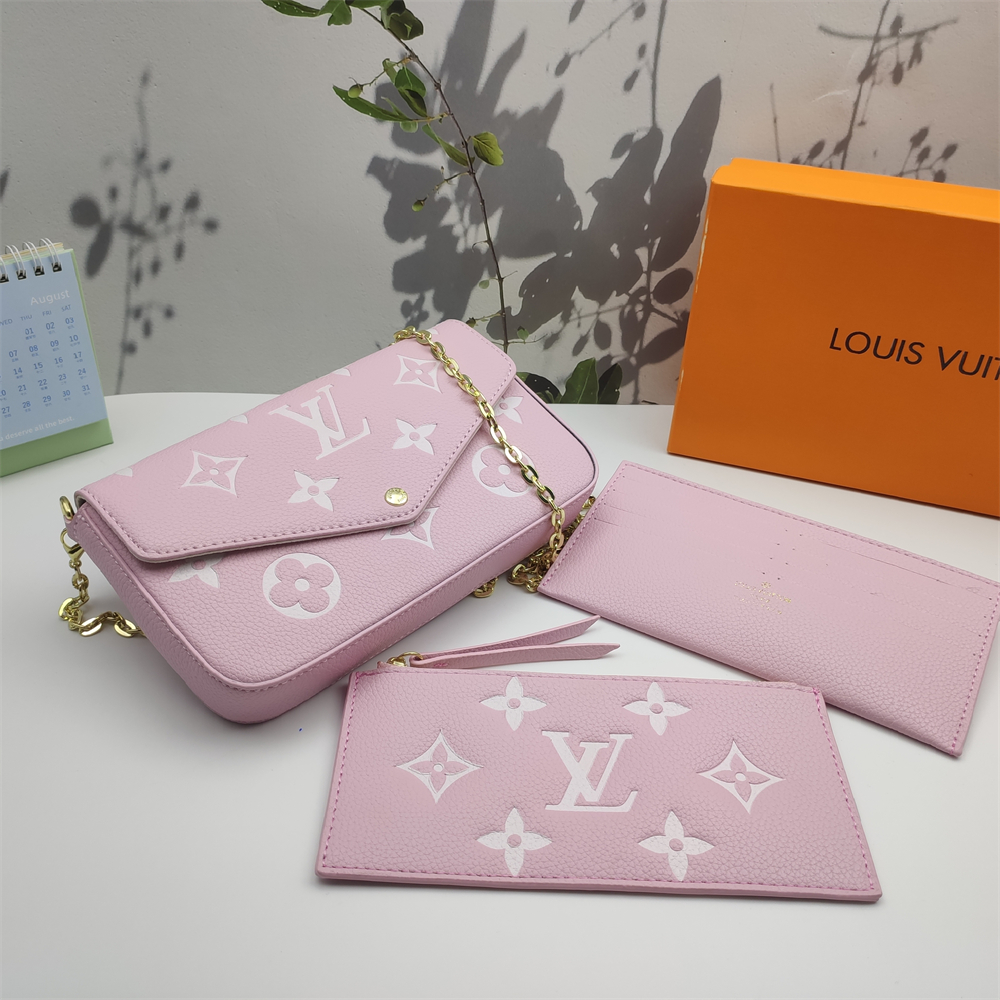 Large Monogram Chain Pouch — Pink / Ivory — source reference photo