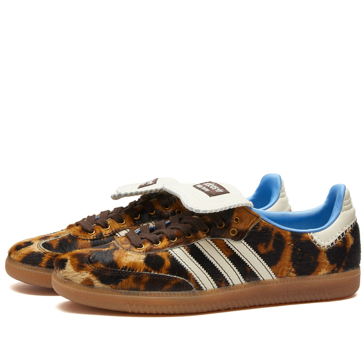 Samba × Wales Bonner — Pony Leopard — front three quarter pair
