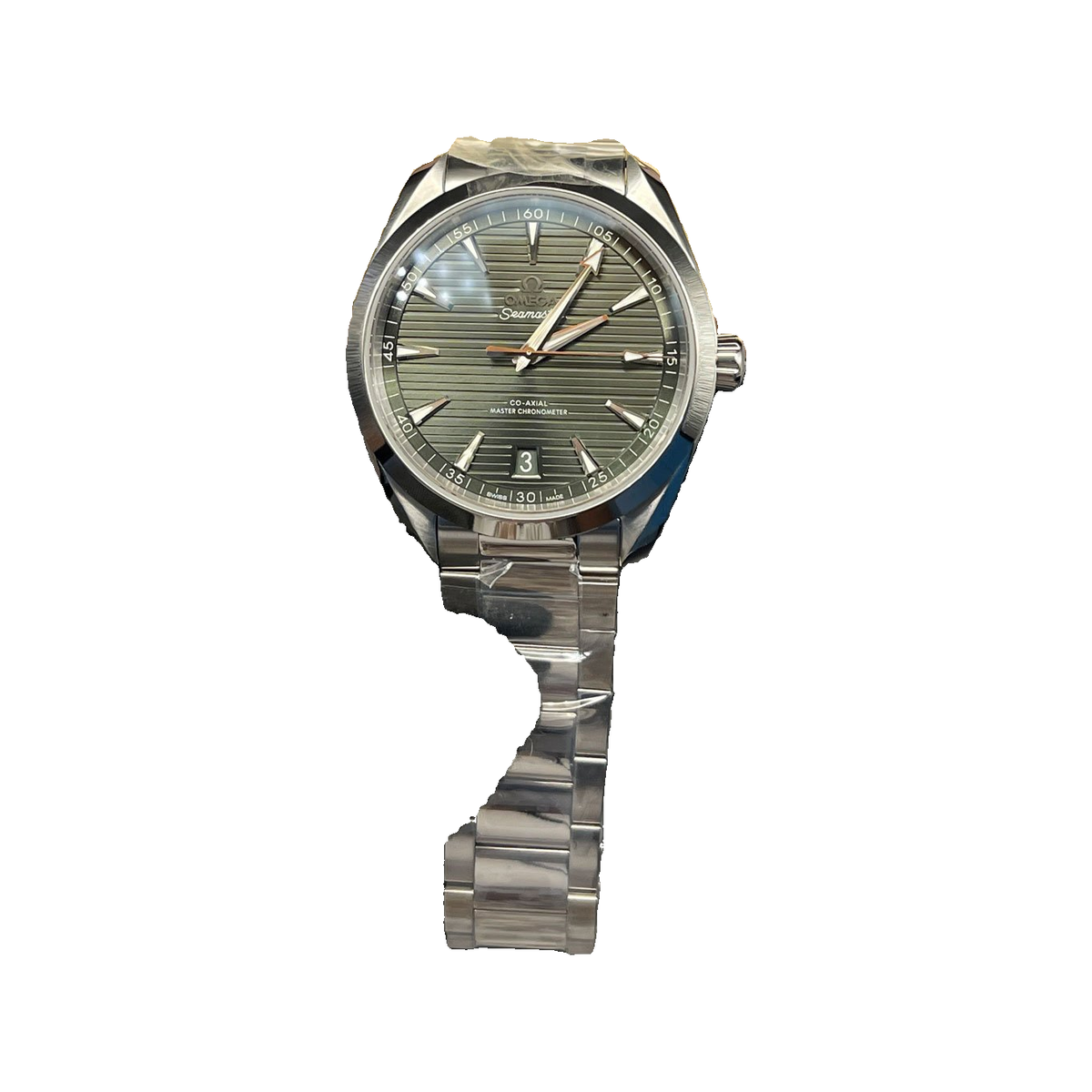 Replica watch — Omega design reference — original photographed front view, white square, record 10090