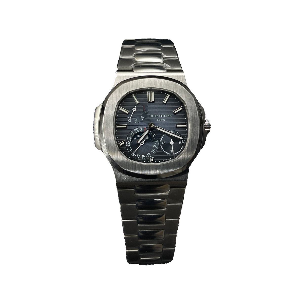 Replica watch — Patek Philippe design reference — original photographed front view, white square, record 5212
