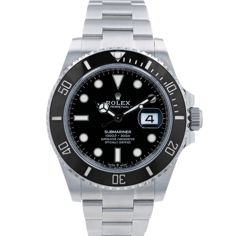Rolex Submariner Date reference 126610LN-0001 black dial black bezel – front dial detail reference image