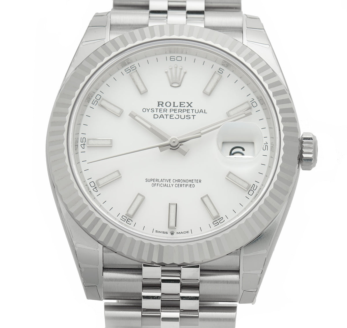 Rolex Datejust 41 reference 126334-0010 white dial – dial detail reference image