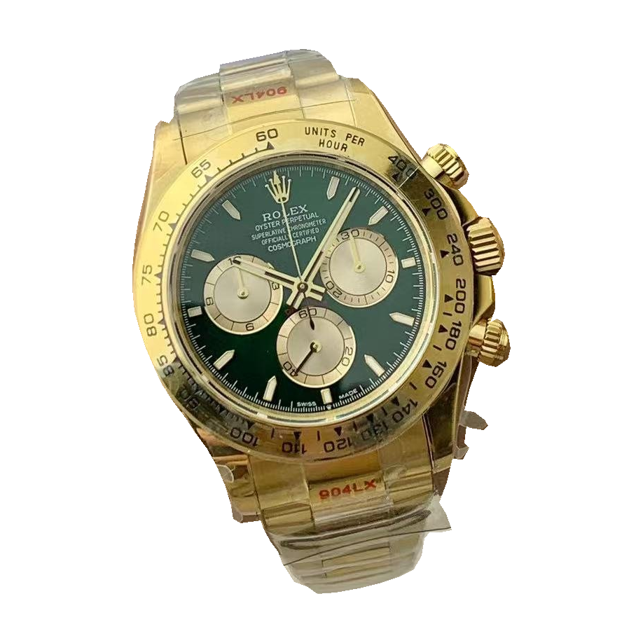 Replica Rolex watch; unverified 126508-0008 design reference; gallery 05 of 05; centered white square original-pixel wristwatch reference, wrist background removed, actual transparent protective-film tabs and transmitted source tint retained without redraw