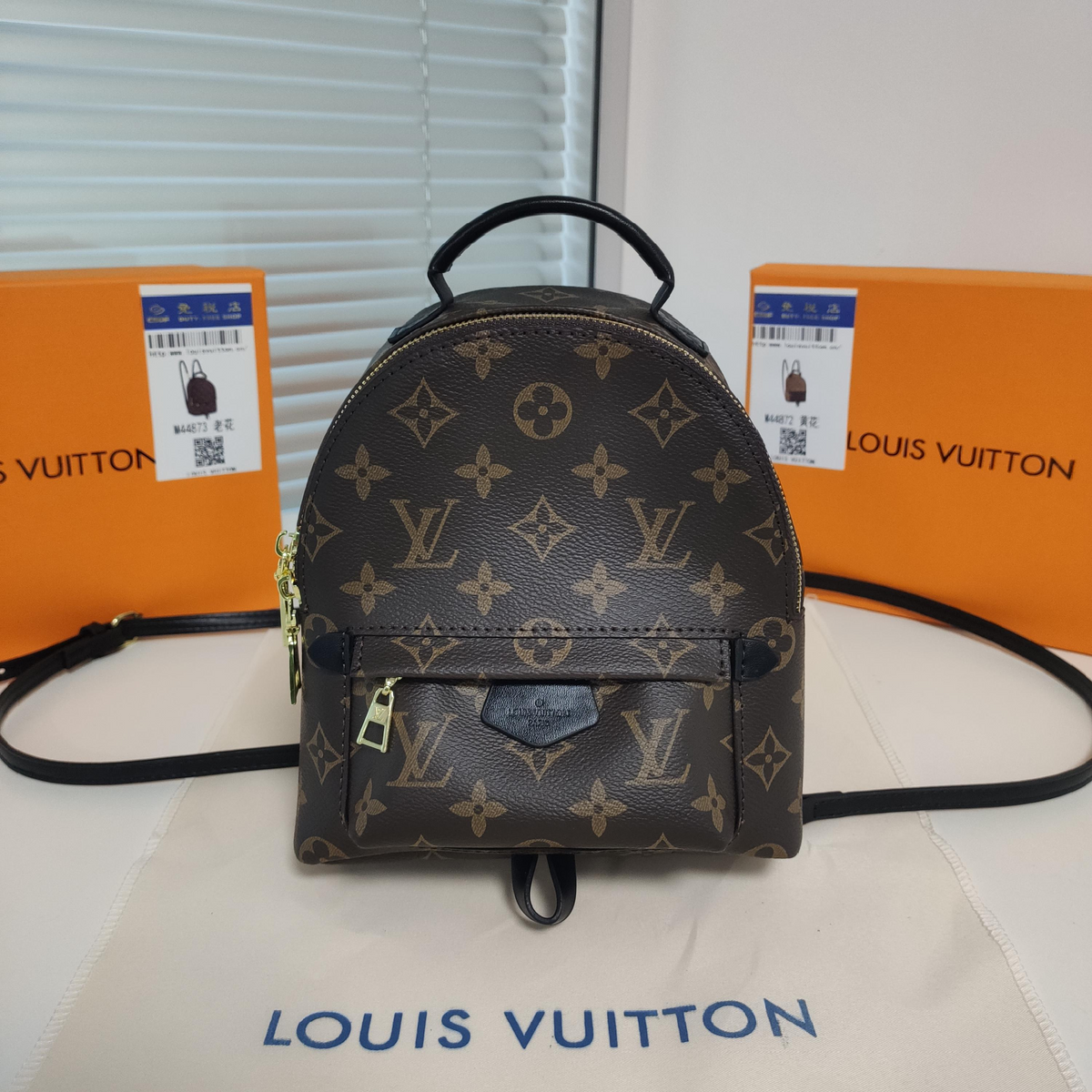 Monogram Zip Backpack in Brown / Black, supplier source view
