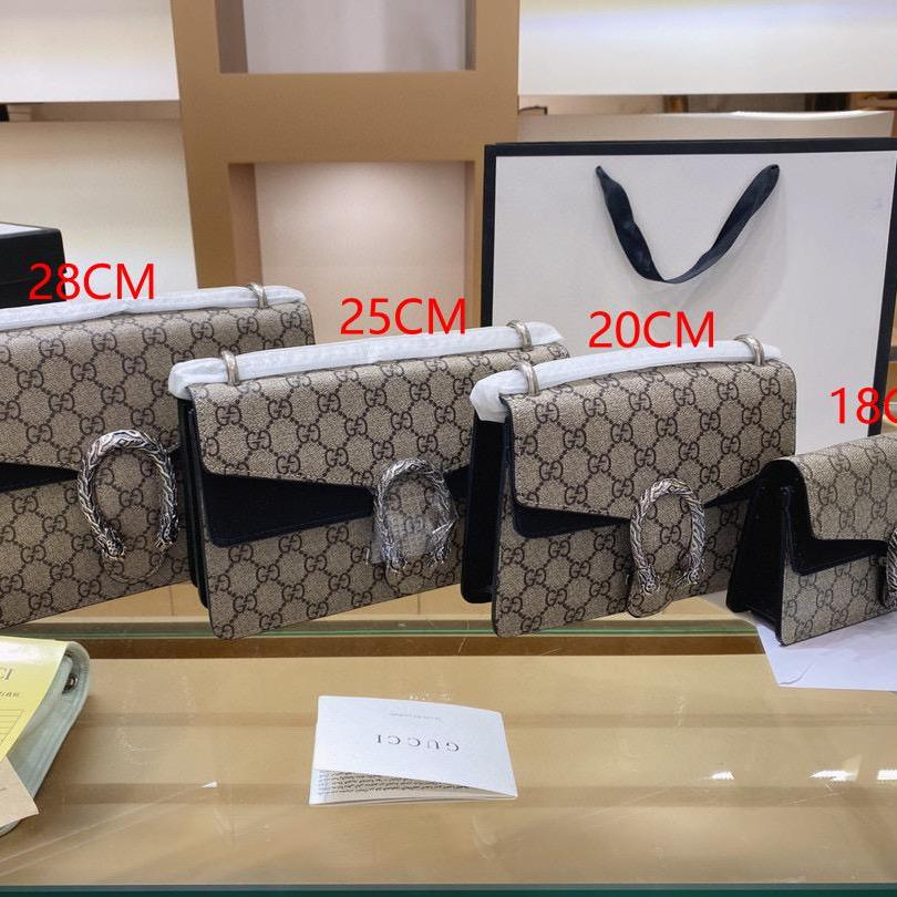 GG Monogram Chain Flap Shoulder Bag in Beige / Brown / Black, supplier source view