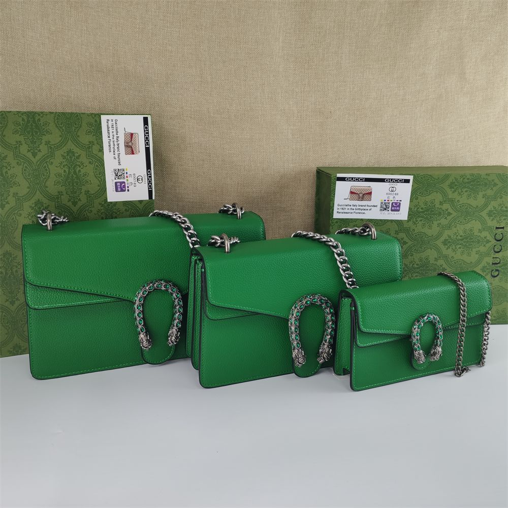 Grained Chain Flap Shoulder Bag with Embellished Clasp in Green, supplier source view