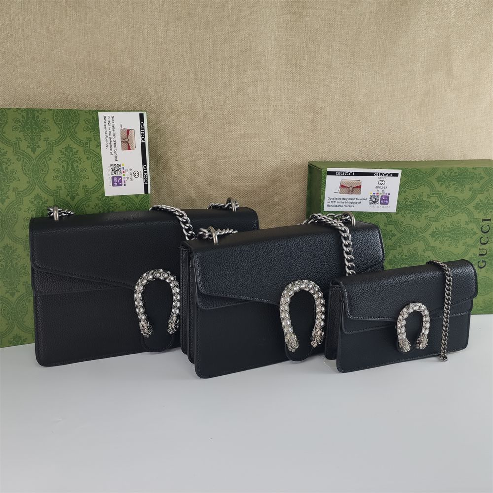 Grained Chain Flap Shoulder Bag with Embellished Clasp in Black, supplier source view