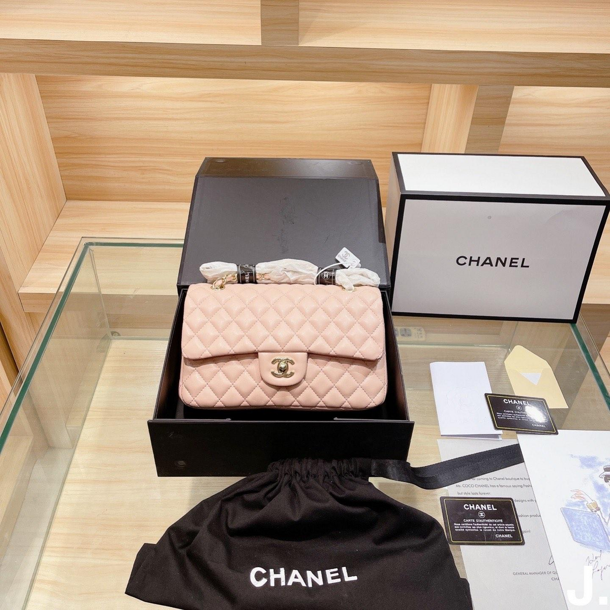 Diamond Quilted Chain Flap Shoulder Bag in Light Pink, supplier source view