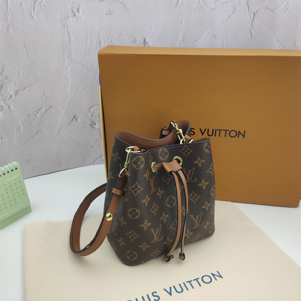 Monogram Drawstring Bucket Bag in Brown Monogram / Tan Trim, supplier source view
