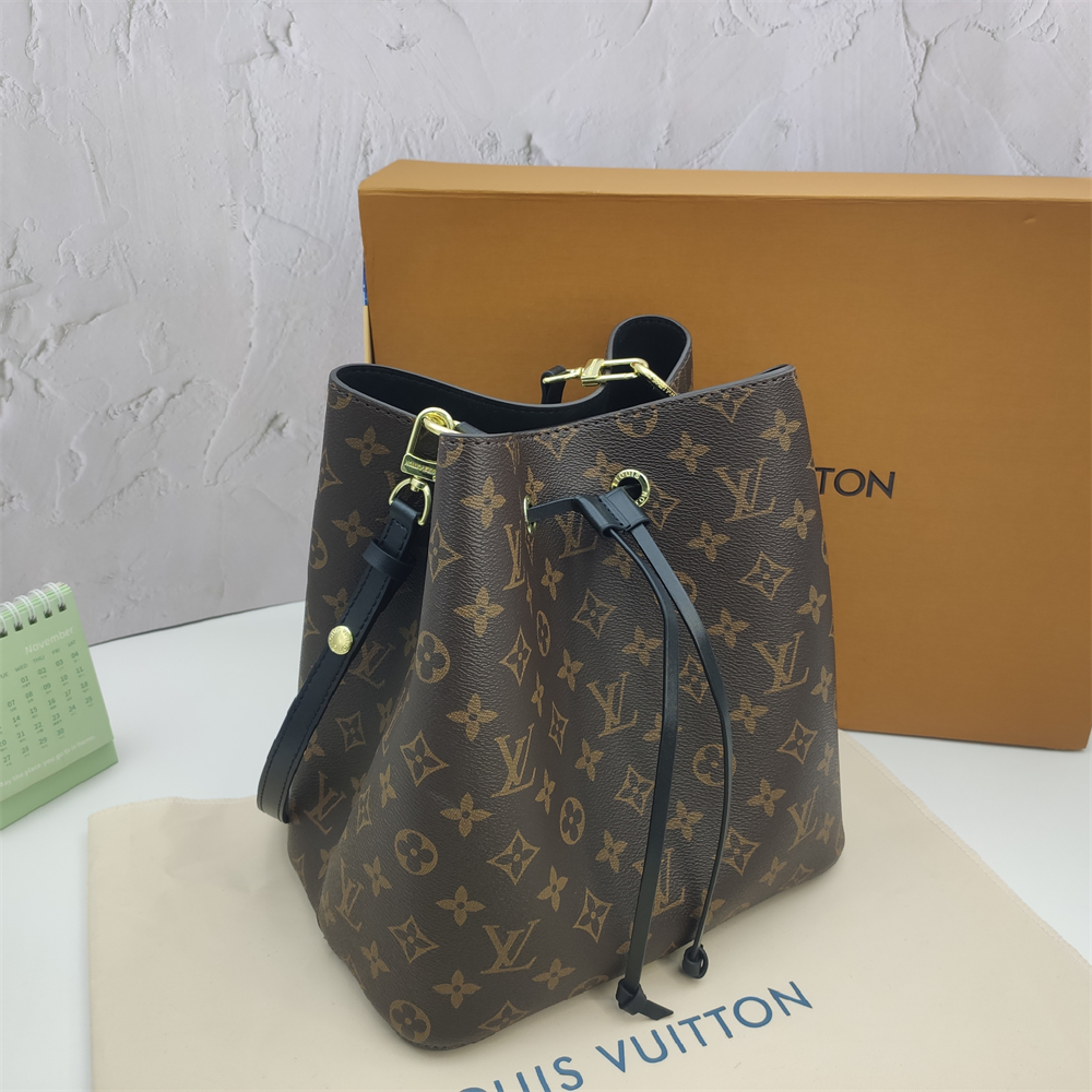 Monogram Drawstring Bucket Bag in Brown / Black with Black Interior, supplier source view