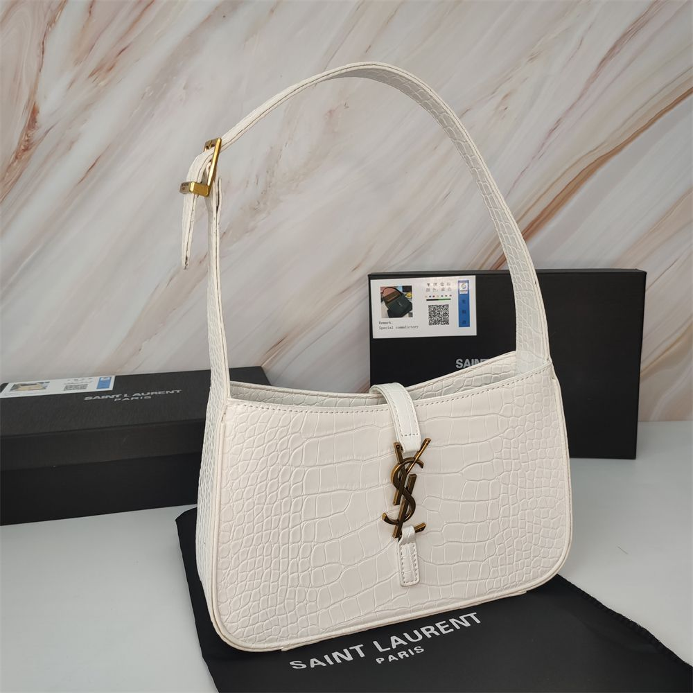 Crocodile Pattern Monogram Single Strap Shoulder Bag in Ivory White, supplier source view