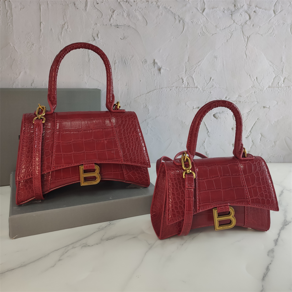 Curved-Base Top Handle Bag with B Clasp in Burgundy, supplier source view, full product reference view