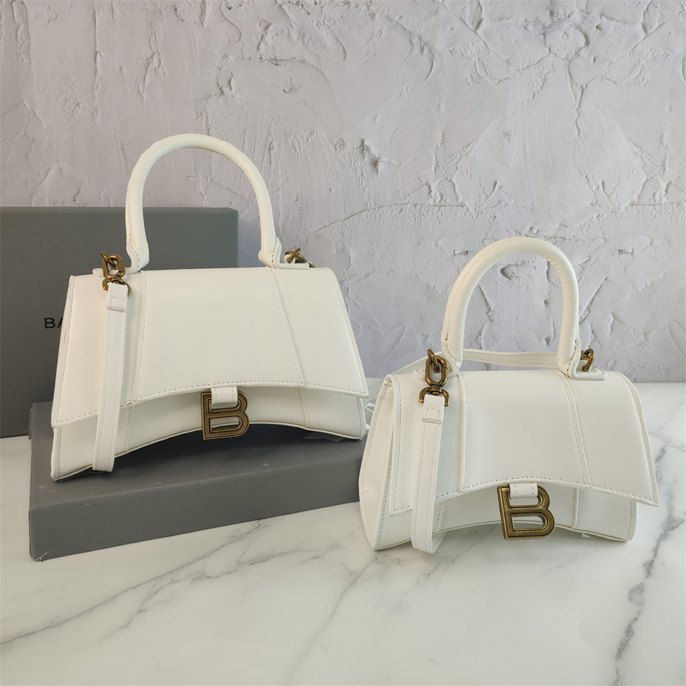 Curved-Base Top Handle Bag with B Clasp in Ivory, supplier source view, full product reference view