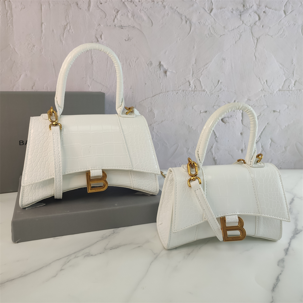 Curved-Base Top Handle Bag with B Clasp in Ivory, supplier source view, full product reference view