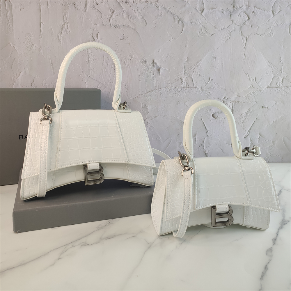 Curved-Base Top Handle Bag with B Clasp in Ivory, supplier source view, full product reference view