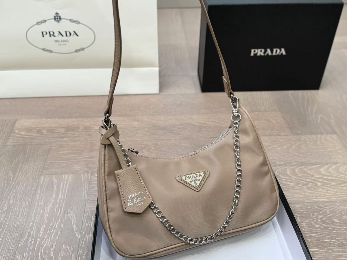 Chain Hobo Shoulder Bag in Taupe Beige, supplier source view
