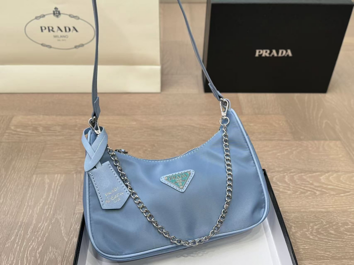 Chain Hobo Shoulder Bag in Light Blue, supplier source view
