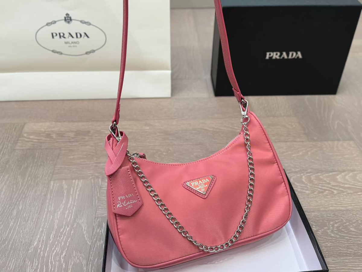 Chain Hobo Shoulder Bag in Bright Pink, supplier source view