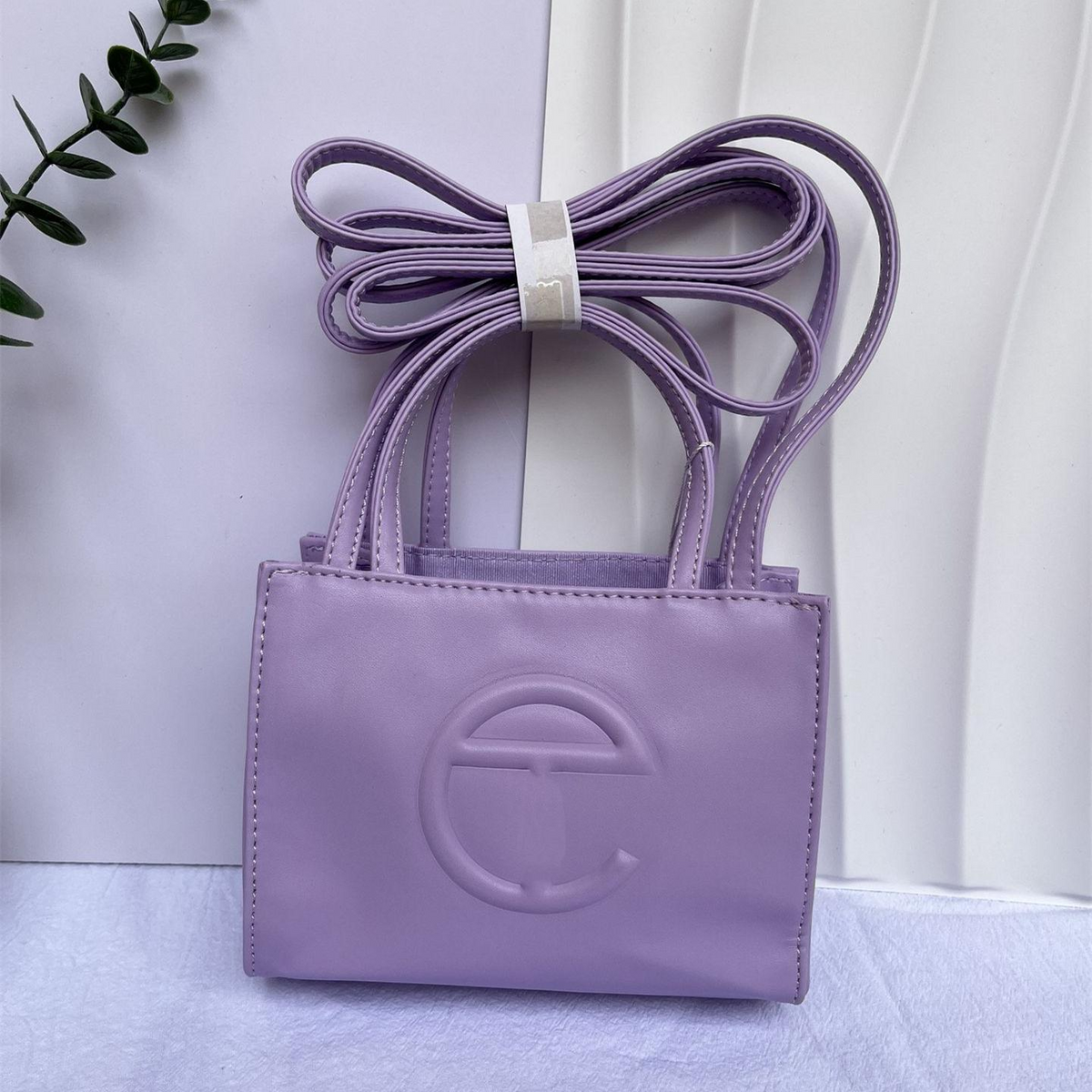 Embossed Logo Tote with Double Handles in Lavender, supplier source view, full product reference view