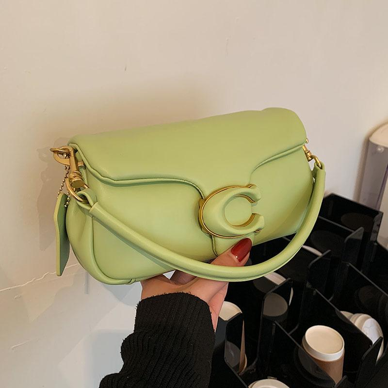Flap Shoulder Bag with C Clasp in Light Green, supplier source view