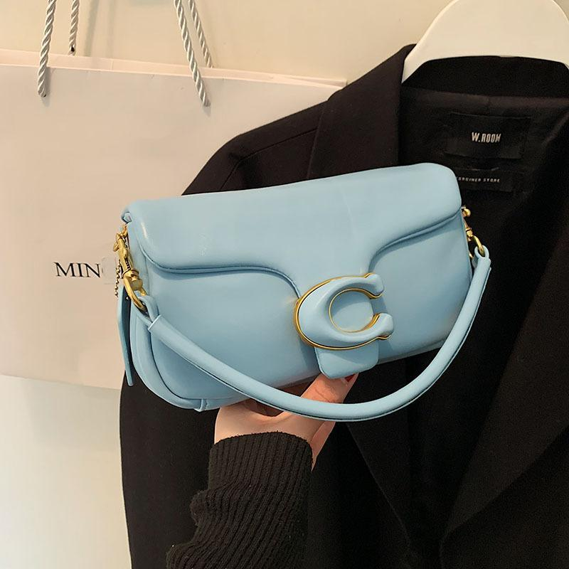 Flap Shoulder Bag with C Clasp in Light Blue, supplier source view