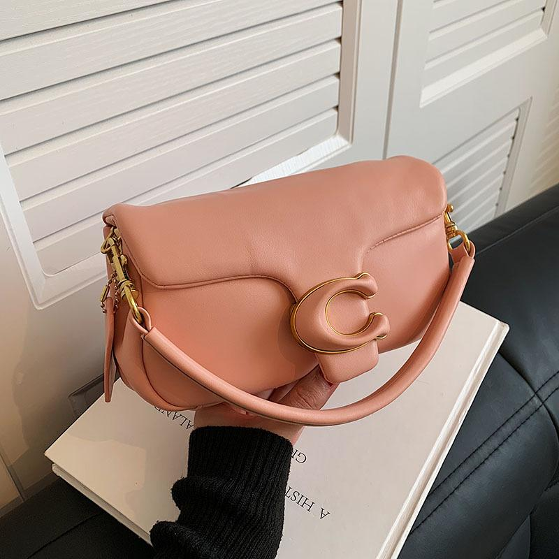 Flap Shoulder Bag with C Clasp in Dusty Pink, supplier source view