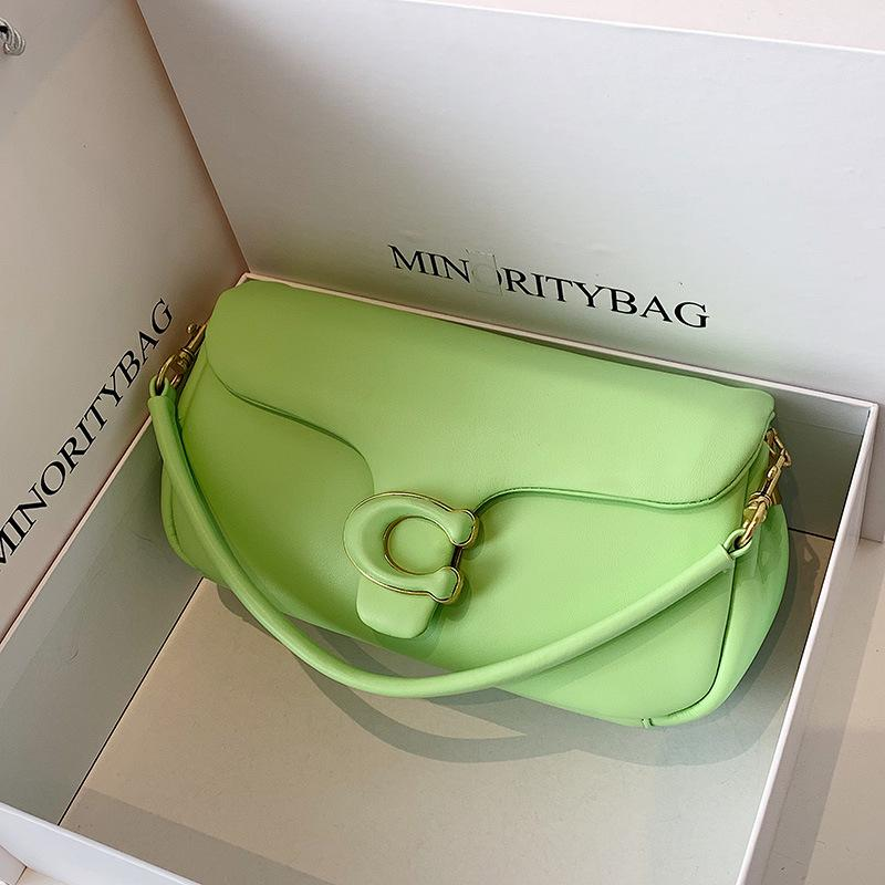 Flap Shoulder Bag with C Clasp in Light Green, supplier source view