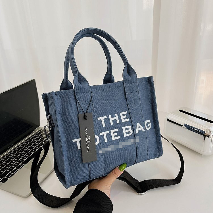Logo Top Handle Tote with Shoulder Strap in Blue Gray, supplier source view