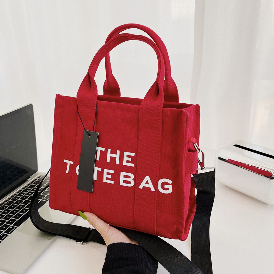 Logo Top Handle Tote with Shoulder Strap in Red, supplier source view