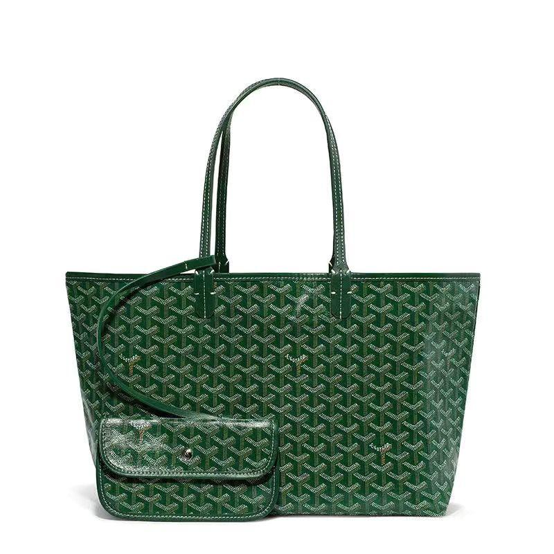 Chevron Print Shoulder Tote in Dark Green, supplier source view, full product reference view