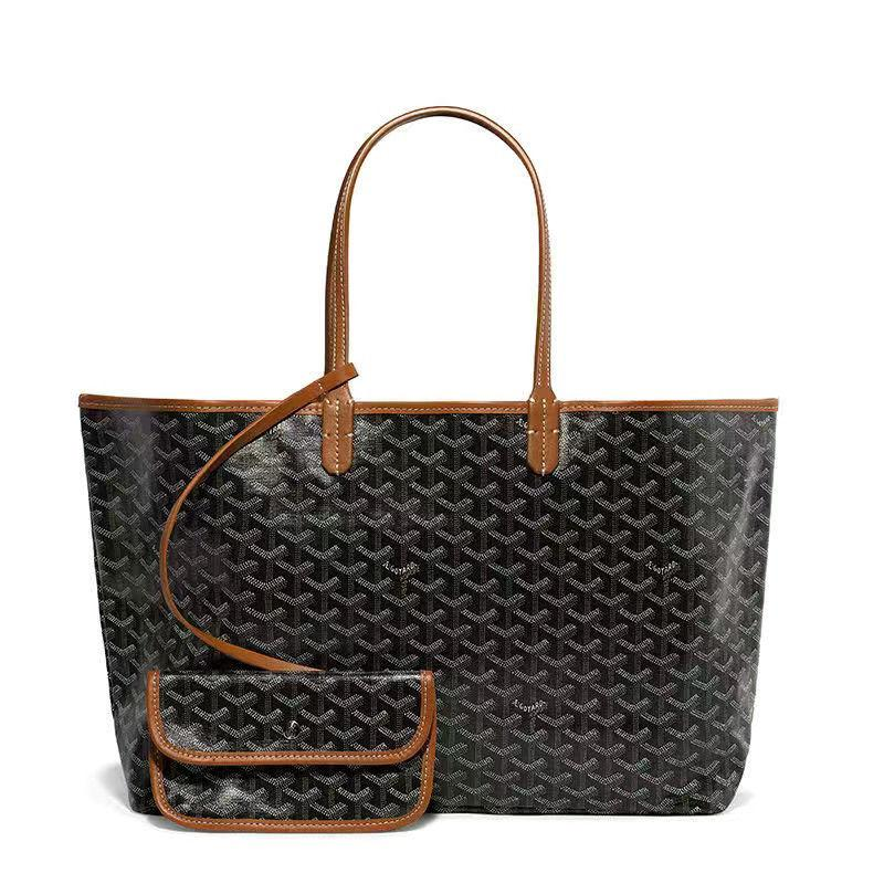 Chevron Print Shoulder Tote in Black / Tan, supplier source view, full product reference view
