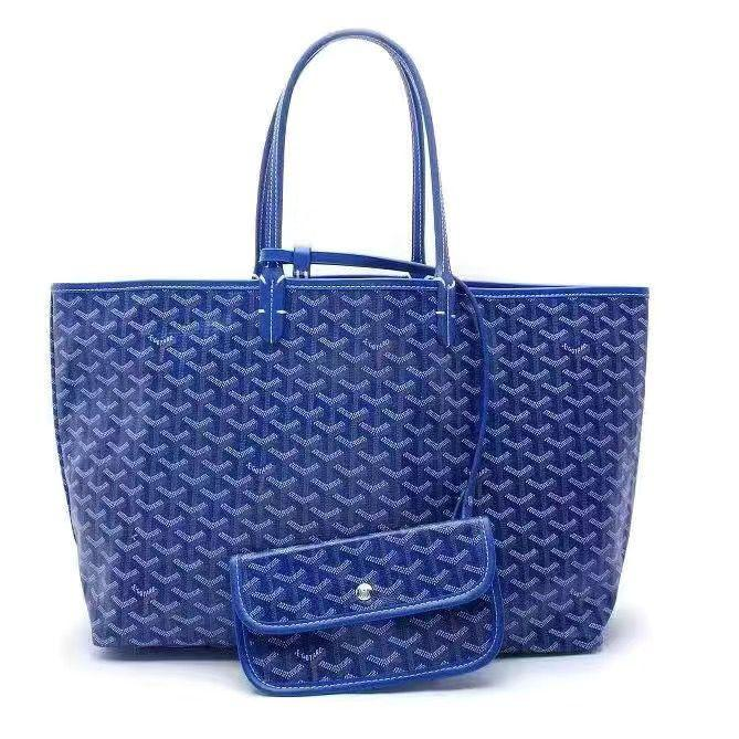 Chevron Print Shoulder Tote in Blue, supplier source view, full product reference view