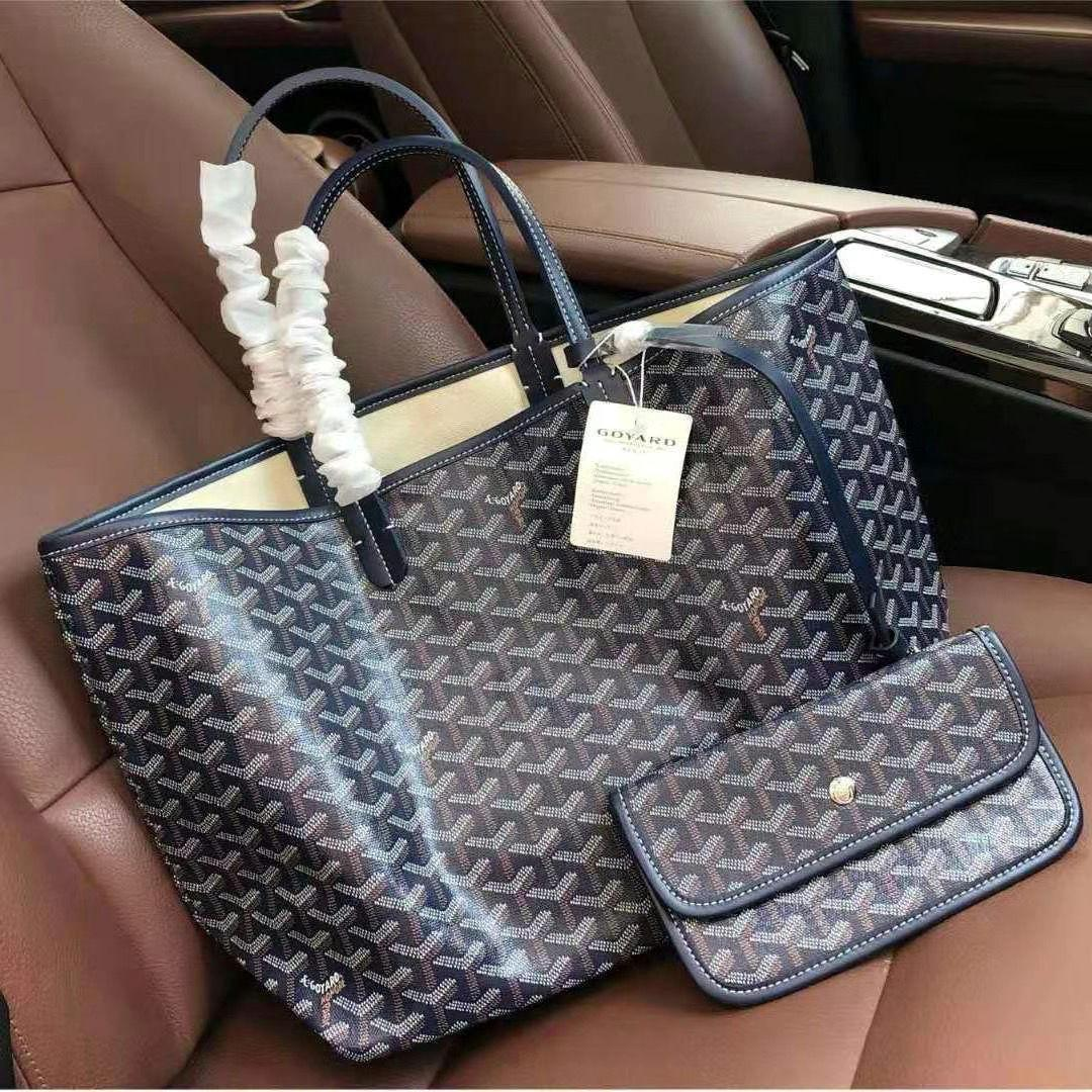 Chevron Print Shoulder Tote in Navy Blue / Gray, supplier source view, full product reference view