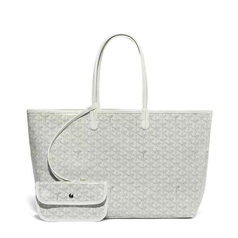 Chevron Print Shoulder Tote in White / Light Gray, supplier source view, full product reference view