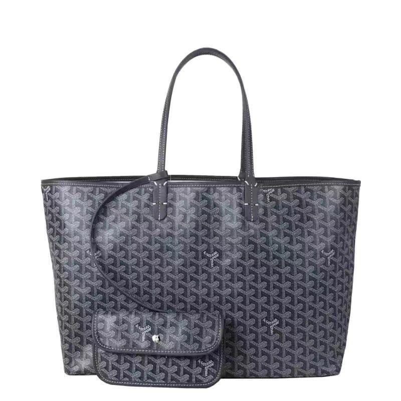 Chevron Print Shoulder Tote in Gray / Black, supplier source view, full product reference view