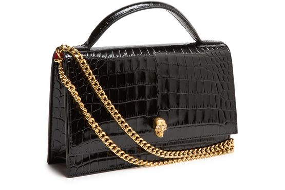 Alexander McQueen Medium Skull handbag in Black / Gold — view 2