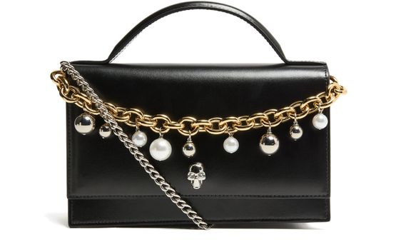 Alexander McQueen Medium Skull handbag in Black/Silver — view 1