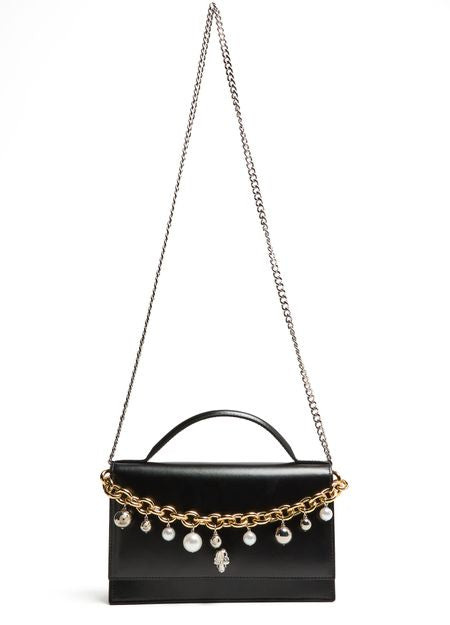 Alexander McQueen Medium Skull handbag in Black/Silver — view 4