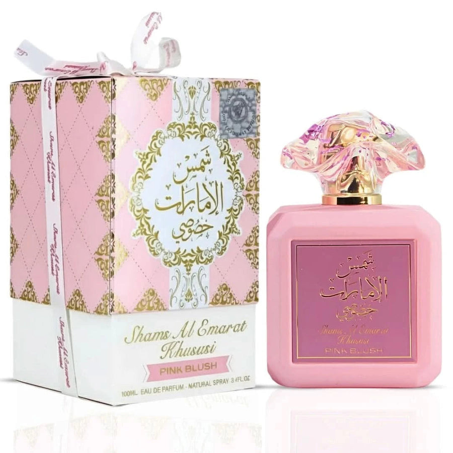 Ard Al Zaafaran Shams Al Emarat Khususi Pink Blush Eau de Parfum 100ml bottle