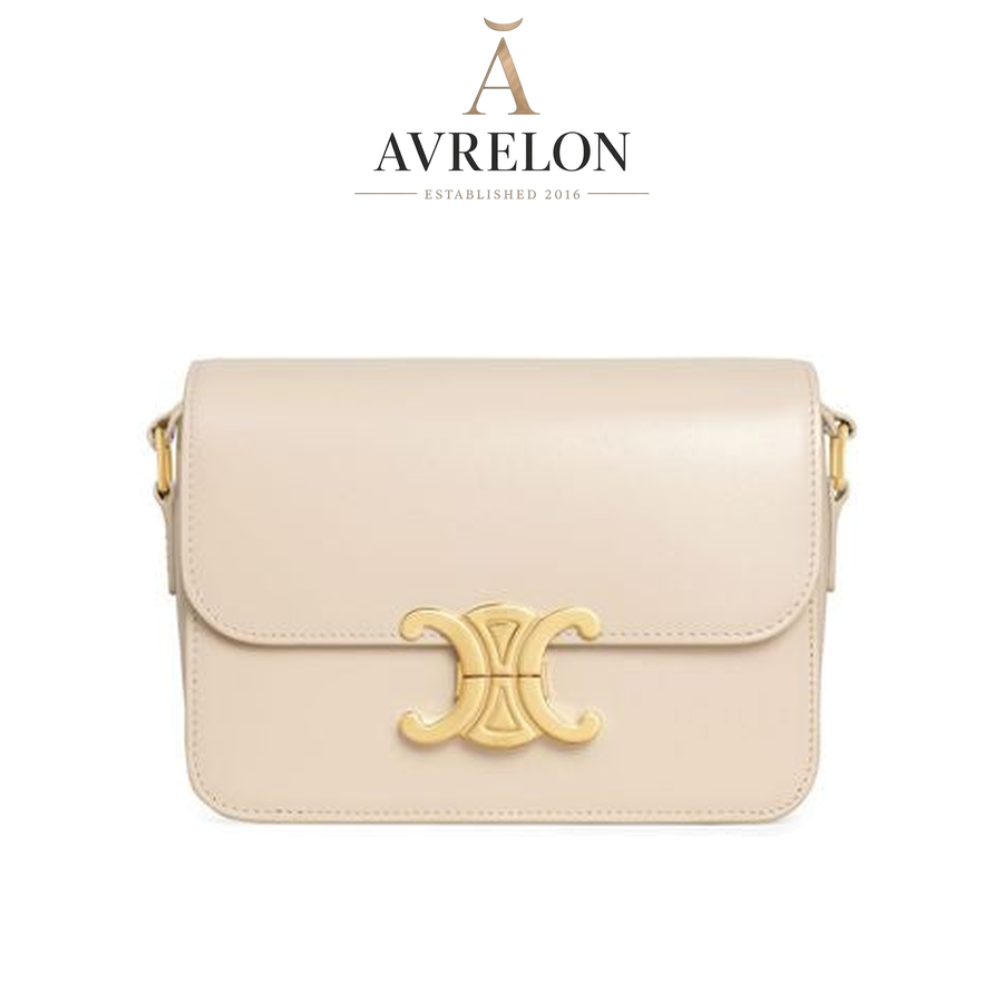 Celine teen Triomphe bag in shiny calfskin — Cream — AVRELON product image