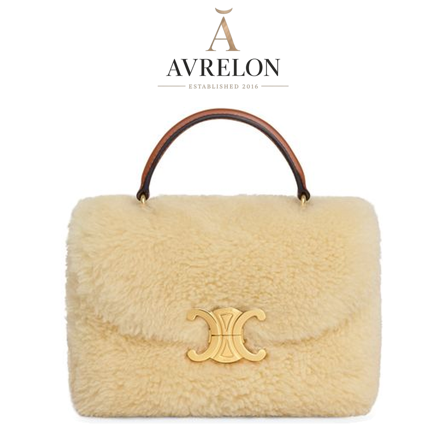 Celine teen Nino bag in shearling and calfskin — Natural/Tan — AVRELON product image