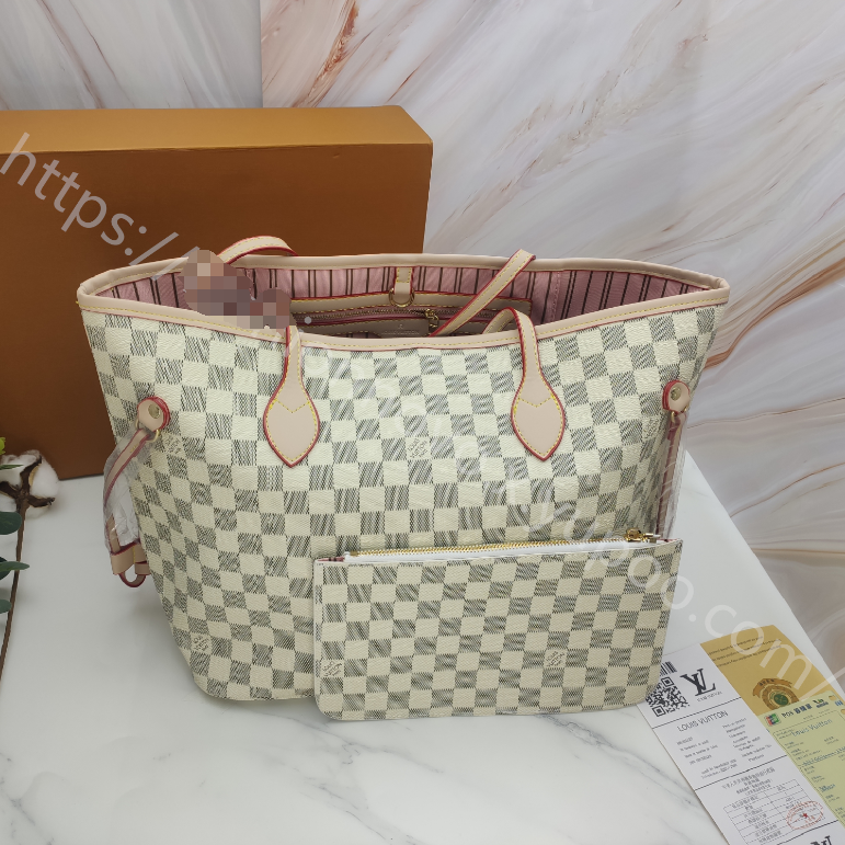 Louis Vuitton Checkerboard Tote – White / Light Gray / Pink Lining, original supplier catalogue view