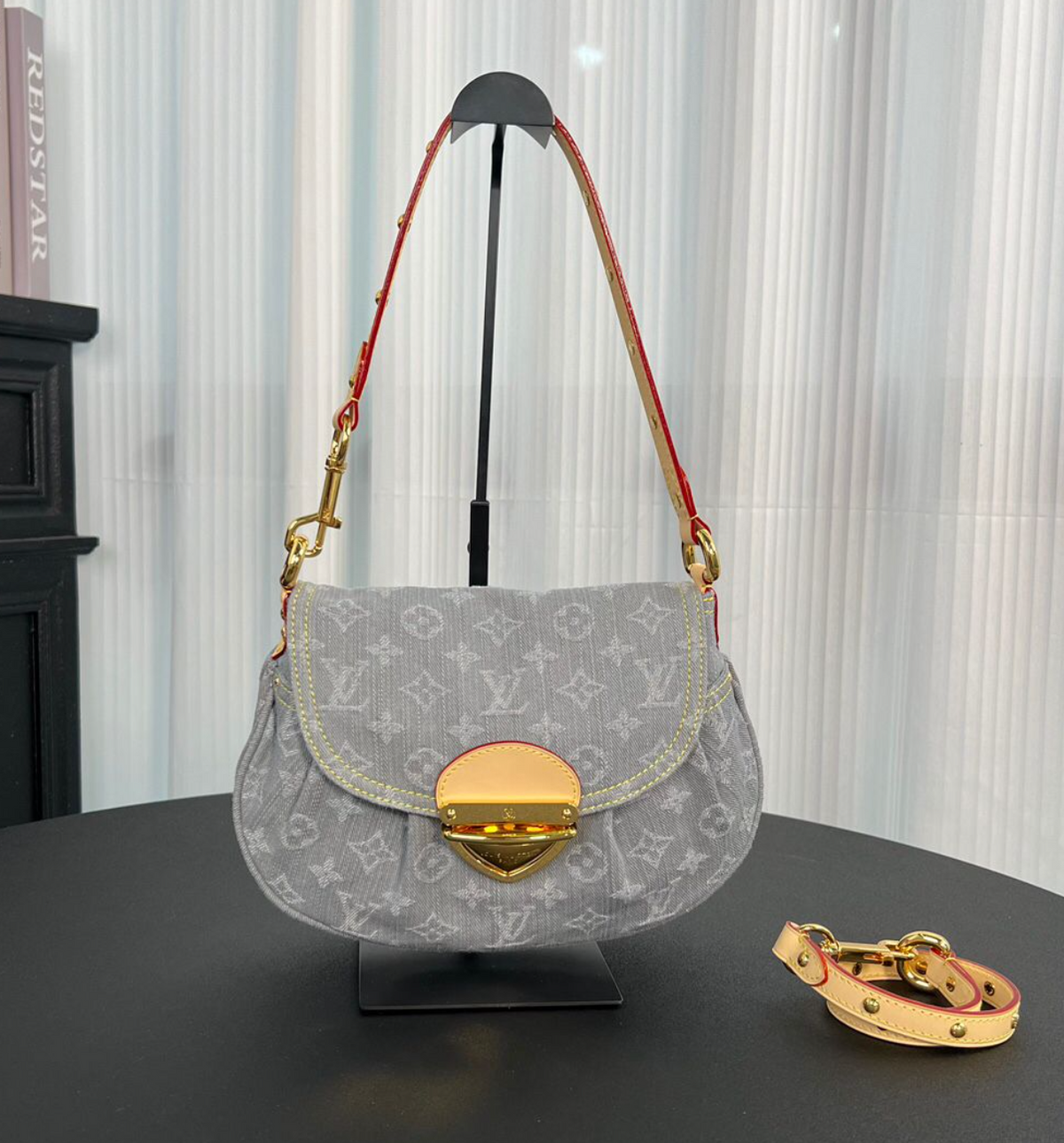 Louis Vuitton Monogram Flap Shoulder Bag – Gray Blue / Tan, original supplier catalogue view