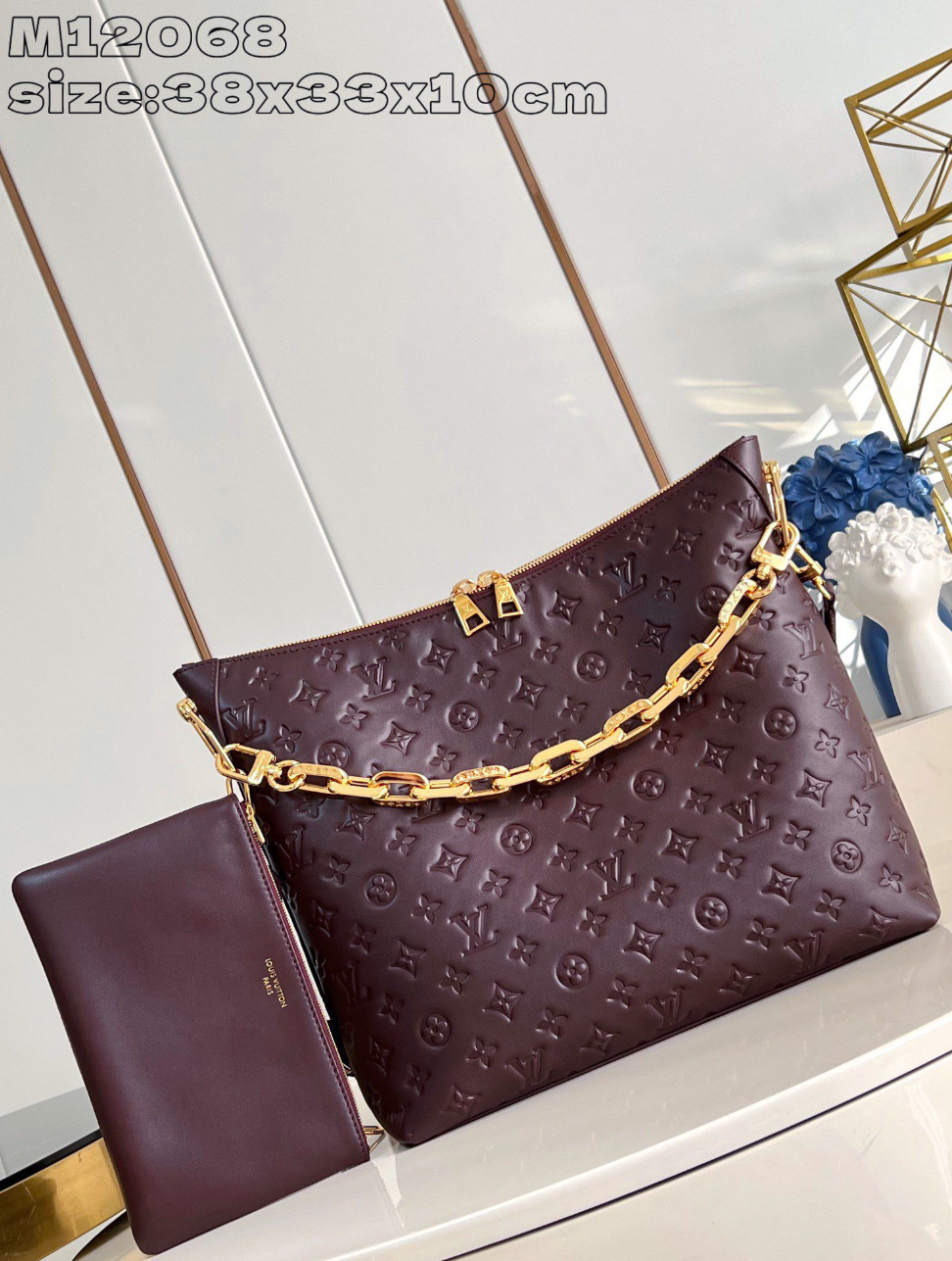 Louis Vuitton Embossed Monogram Chain Tote – Burgundy, original supplier catalogue view
