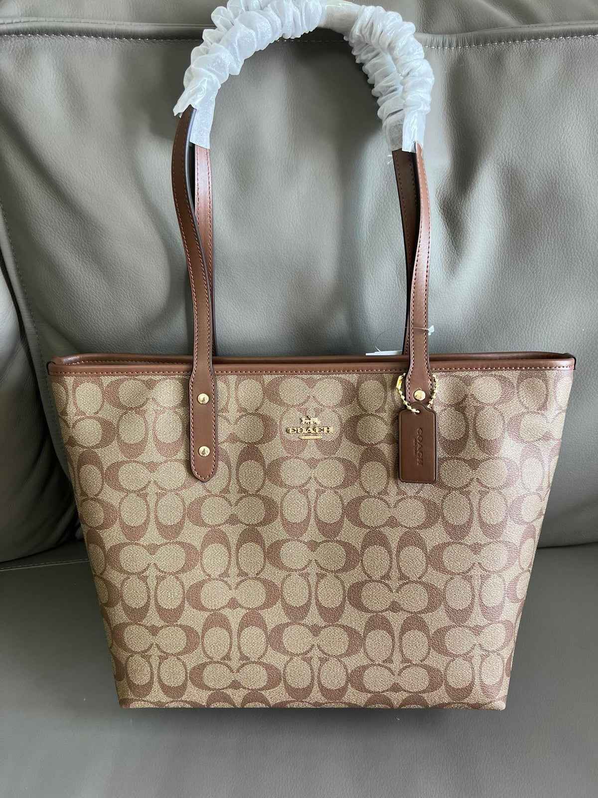 Coach Signature Tote – Khaki / Brown Trim, original supplier catalogue view
