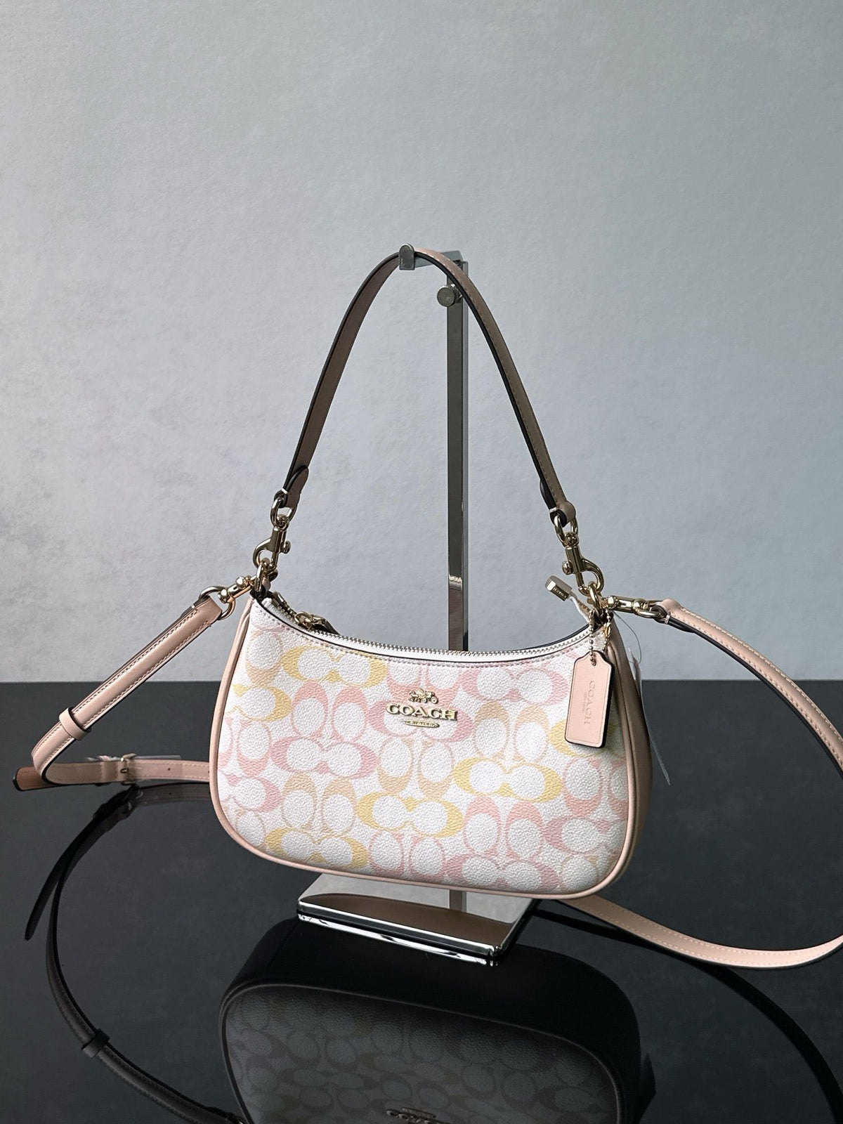 Coach Pastel Signature Shoulder Bag – White / Pastel Multicolor / Pink Trim, original supplier catalogue view